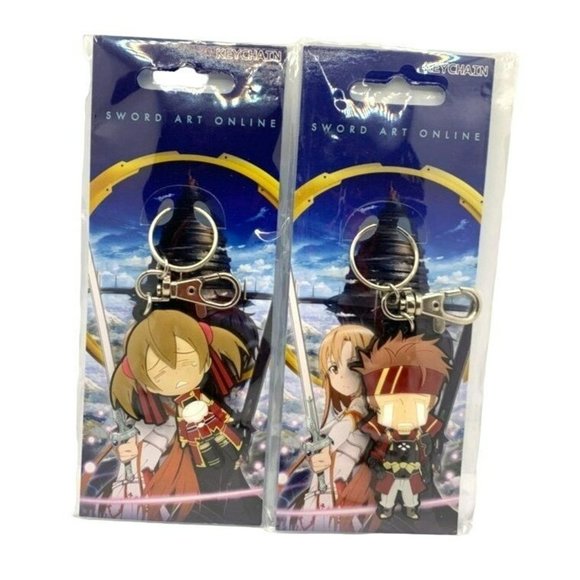 Sword‎ Art Online Anime Rubber Mascot Keychain Set of 2 Silica + Klein - Picture 1 of 1